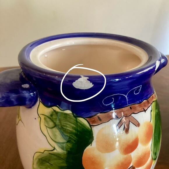 Small Vintage Enameled Ceramic Jar - Picture 5 of 7